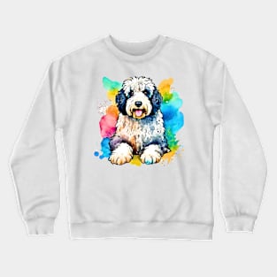 Adorable Sheepadoodle Watercolor Crewneck Sweatshirt